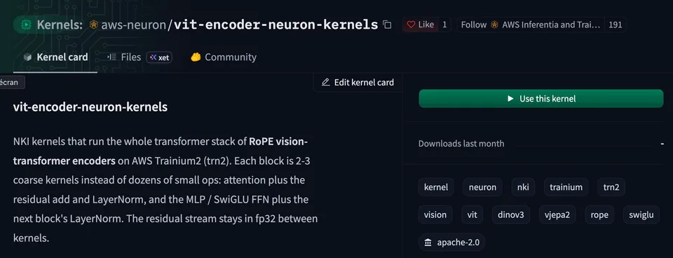 TorchNeuron graphic showing a Trainium chip beside a GitHub kernel repository page.