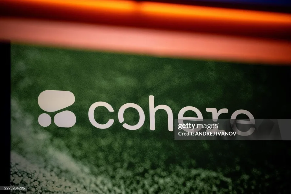 Cohere logo displayed on a dark green background.